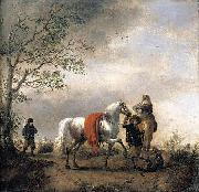 Philips Wouwerman Cavalier Holding a Dappled Grey Horse Sweden oil painting artist